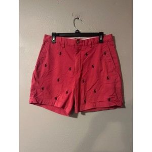 Polo Ralph Lauren Red Shorts Mens Size 32 All Over Blue Pony Casual Preppy Chino